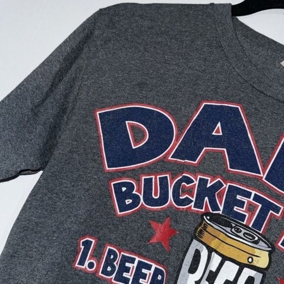 Dads Bucket List Graphic Tee 1. Beer 2. BBQ Gildan Heavy Cotton T-Shirt Gray Sho - Picture 6 of 7